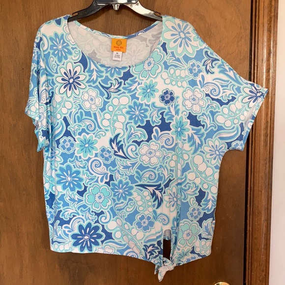 3/$45 Ruby Rd top floral print with stretch petite shirt boho casual LP - Picture 4 of 17